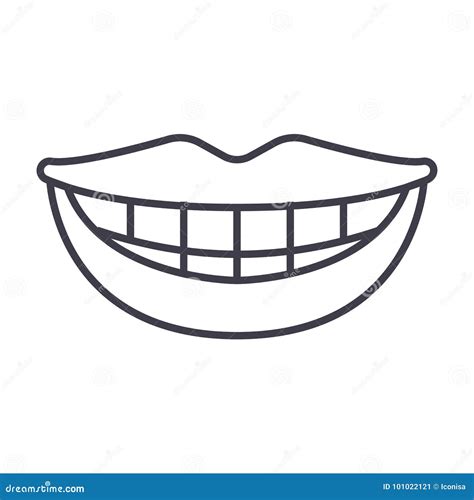 Smile, Teeth, Mouth Vector Line Icon, Sign, Illustration on Background ...