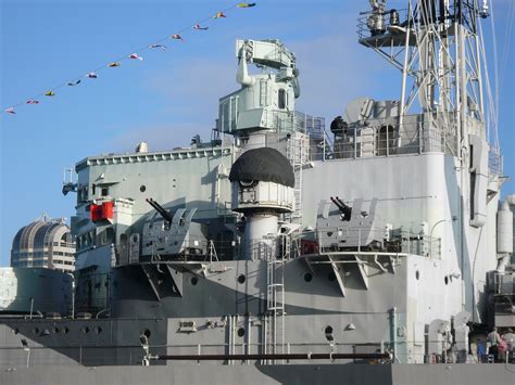 [Photo] Close-up of museum ship HMS Belfast's superstructure, London ...