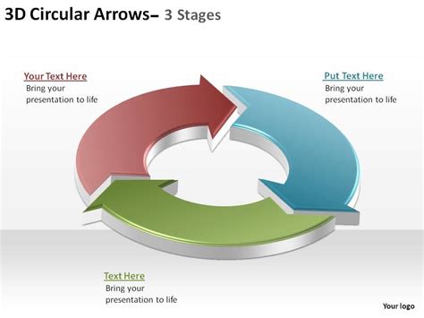 3d circular arrows process smartart 3 stages ppt slides diagrams ...