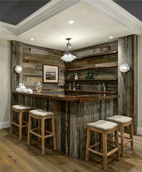 Reclaimed barnwood corner and bar | Bars for home, Home bar rooms, Home ...