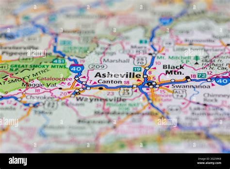 Asheville North Carolina USA shown on a Road map or Geography map Stock ...