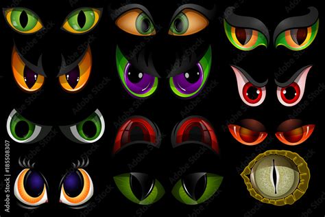 Vecteur Stock Cartoon vector eyes beast devil monster animals eyeballs ...