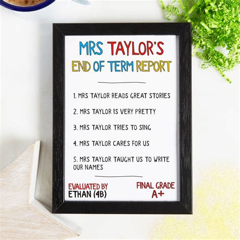 Personalised Teacher End Of Term Report Card Print By coconutgrass