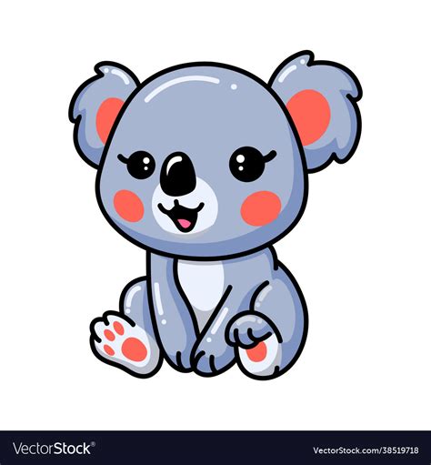 Cute baby koala cartoon sitting Royalty Free Vector Image