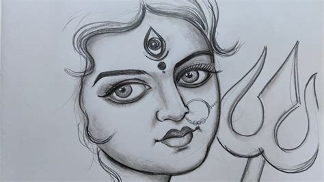 how to draw maa durga face pencil sketch for beginners step by step,how ...