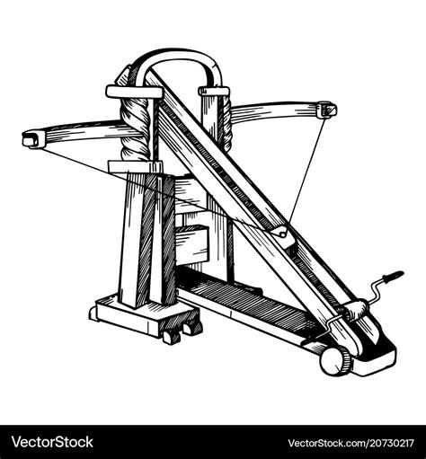 Ballista medieval weapon engraving Royalty Free Vector Image