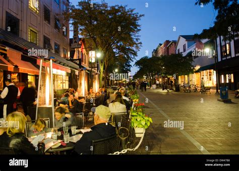 Burlington Vermont Church Street downtown with restaurants and Stock ...