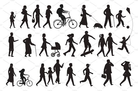 Walking persons silhouette. Group | People Illustrations ~ Creative Market