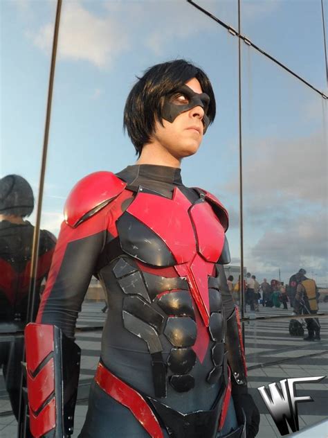 Red Nightwing Costume Cosplay Spandex Lycra Halloween Costume Nightwing ...