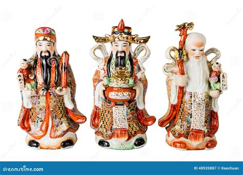 Chinese God of Fortune, Prosperity and Longevity Figurine Stock Image ...