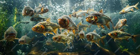 Premium Photo | Capturing the Piranhas Feeding Frenzy Scene Concept ...