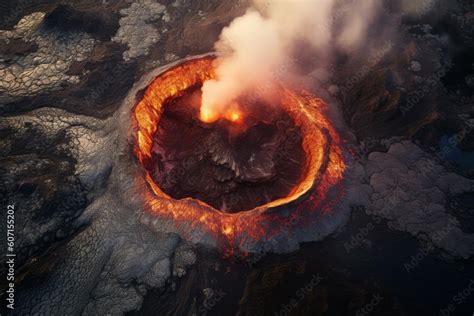 Volcanic eruption. Climate change concept. AI generated, human enhanced ...