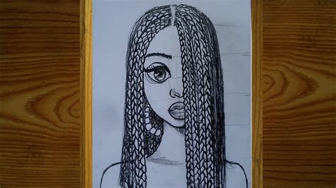 how to draw braid hair girl step-by-step / easy way to draw braid hair ...