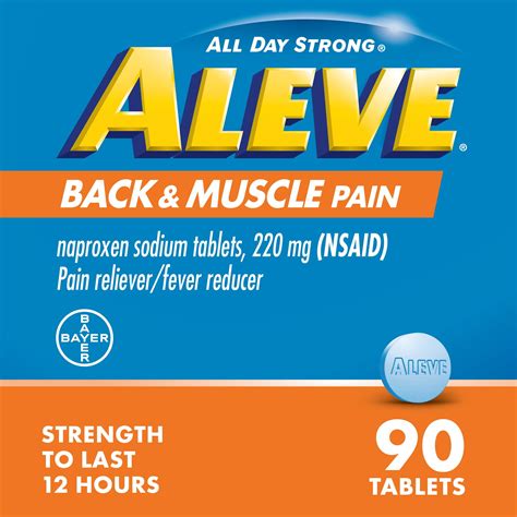 Aleve Back & Muscle Pain Reliever Naproxen Sodium Tablets, 90 Count ...