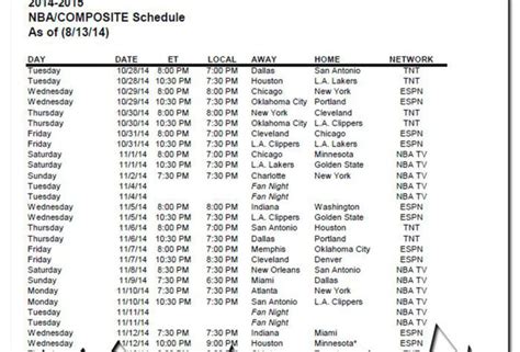 Nba Tnt Schedule Examples And Forms | Printable Schedule