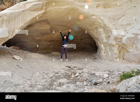 A girl visiting Bar Kokhba caves, Gush Etzion, Israel Stock Photo - Alamy