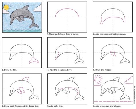 Easy How to Draw a Dolphin Tutorial and Dolphin Coloring Page | Dolphin ...