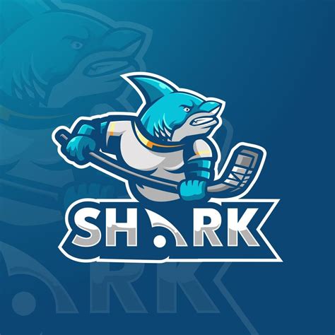 Shark logo design vector. Shark holding hockey stick 22935161 Vector ...