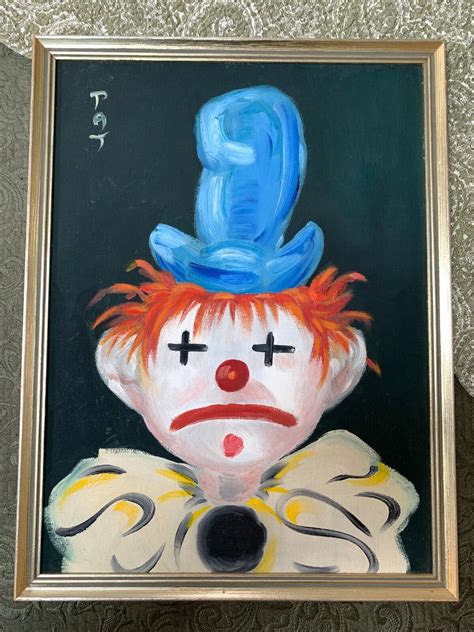 Vintage Sad Clown Painting