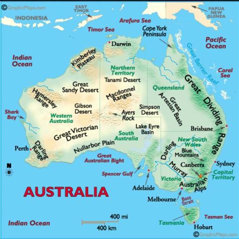 Australia Map Physical Features Map Of Spain Andalucia Gambaran - Riset