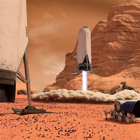 SpaceX downscaled ITS spaceship landing on Mars | human Mars