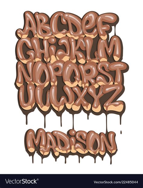 Chocolate alphabet set liquid font style Vector Image