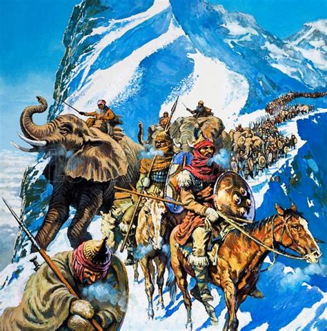 Hannibal crossing the Alps, Second Punic War, 218 BC stock image | Look ...