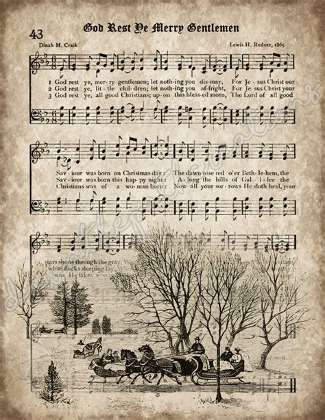 Vintage Christmas Carols, Set of 3, INSTANT DOWNLOAD, Sheet Music Hymn ...