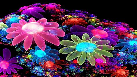 Colorful Flower Wallpaper 3D | Best HD Wallpapers | Neon flowers ...