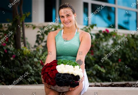 Aryna Sabalenka Belarus Poses Champions Flowers Editorial Stock Photo ...