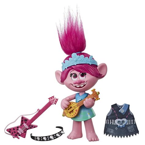 DreamWorks Trolls World Tour Pop-to-Rock Poppy Singing Doll with 2 ...