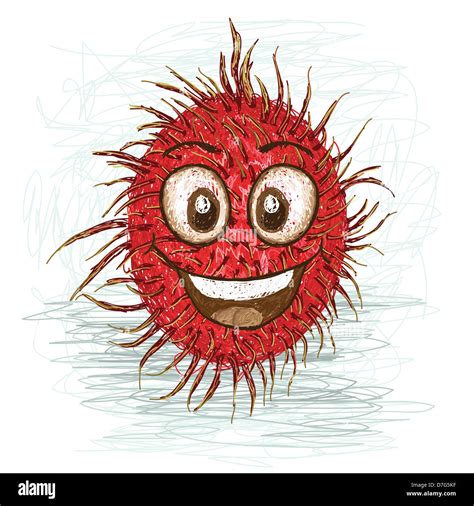 happy red rambutan cartoon character smiling Stock Photo - Alamy