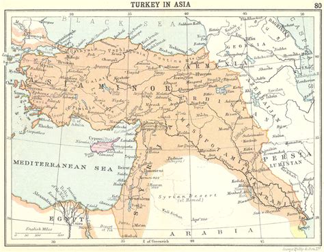 TURKEY. Turkey in Asia; Small map 1912 old antique vintage plan chart