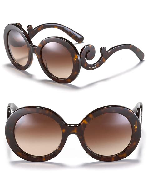 Prada Round Baroque Sunglasses, 55mm in Brown | Lyst