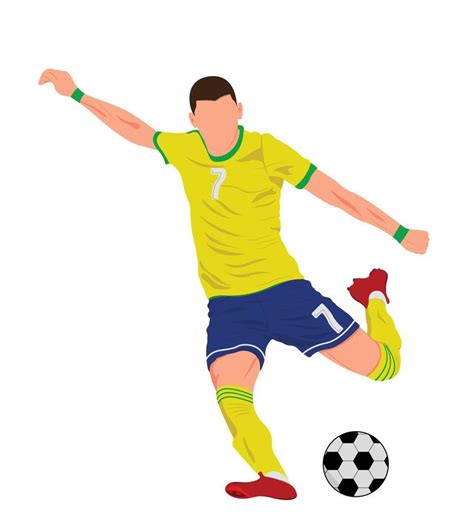 Soccer Player Shooting, Football Player Kicking ball Illustration ...