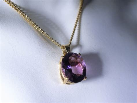 Amethyst Necklace, 14K Gold Necklace, 3 Carat Purple Amethyst Pendant ...