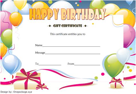 Birthday Gift Certificate Template Free (2022 Printable) 3 | Gift ...