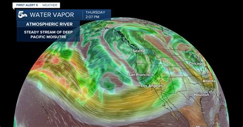 Atmospheric river bringing large amounts of rain & snow to California