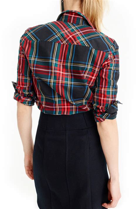 J. Crew Factory Cotton Perfect Stewart Plaid Shirt (regular & Petite ...