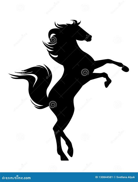 Rearing Up Mustang Horse Black Vector Silhouette | CartoonDealer.com ...