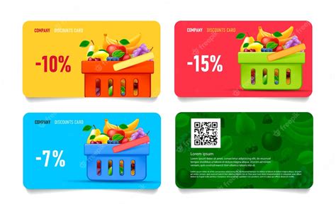 Premium Vector | Set of layalty program discount cards for grocery ...