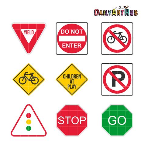 9 Road Signs Clip Art Set – Daily Art Hub // Graphics, Alphabets & SVG