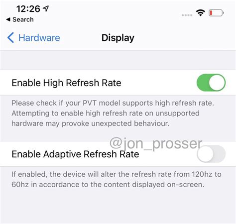 Screenshots reportedly show off 120Hz display settings for iPhone 12 ...