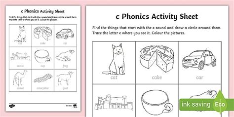 c Phonics sound worksheet- easy to download and print.