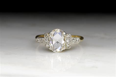 Antique Victorian GIA Certified Oval Rose Cut Diamond Engagement Ring ...