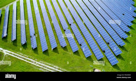 Solar panels in aerial view Stock Photo - Alamy