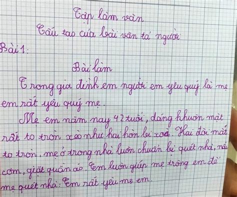 Bài văn tả mẹ của học sinh Tiểu học: "Khuôn mặt to tròn xoè", chỉ có 5 ...