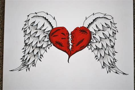 Hearts With Wings Drawing at GetDrawings | Free download