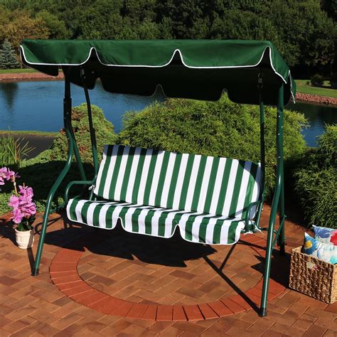 Sunnydaze Outdoor Porch Swing with Adjustable Canopy and Durable Steel ...