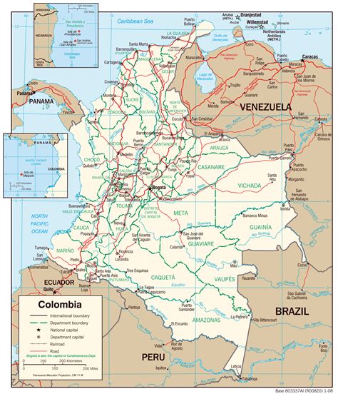 Large detailed political map of Colombia with administrative divisions ...